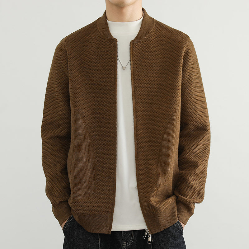 Herren Jacquard Sweatjacke mit Reißverschluss und praktischen Taschen Echoarchiv