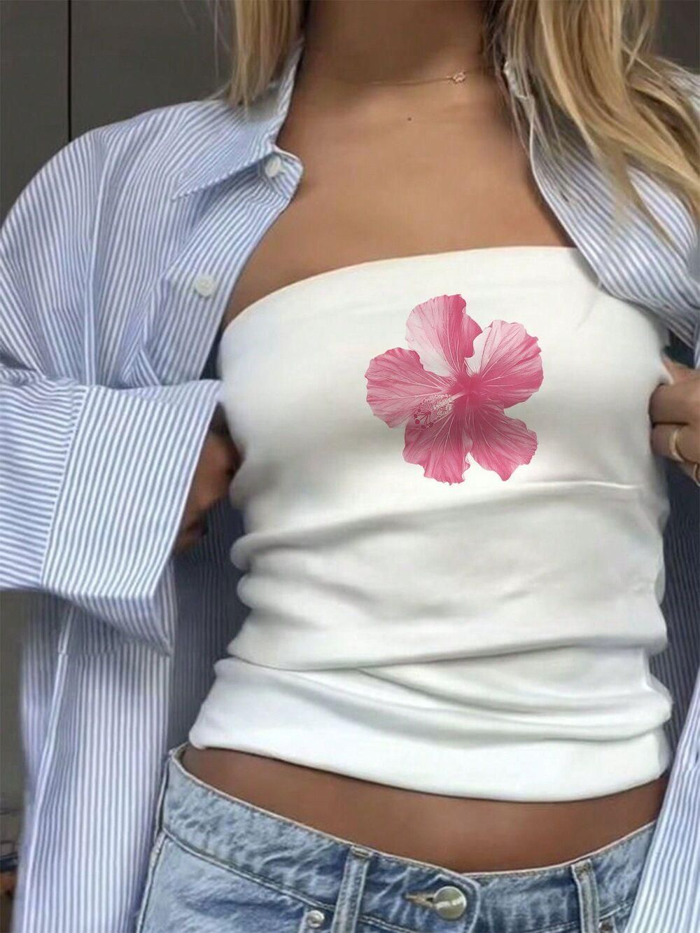 Damen Bandeau-Top mit auffälligem Statement-Aufdruck Echo Archiv