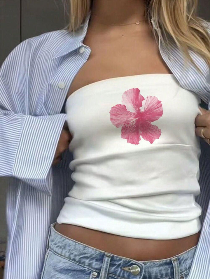 Damen Bandeau-Top mit auffälligem Statement-Aufdruck Echo Archiv