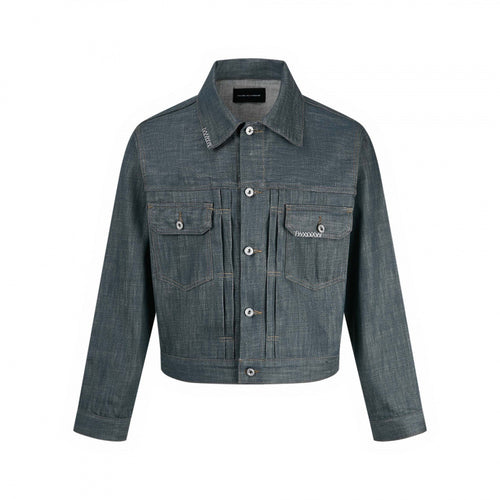 Herren Kurz geschnittene Jeansjacke mit vertikalen Biesen, Pattentaschen und kastiger Silhouette Echo Archiv