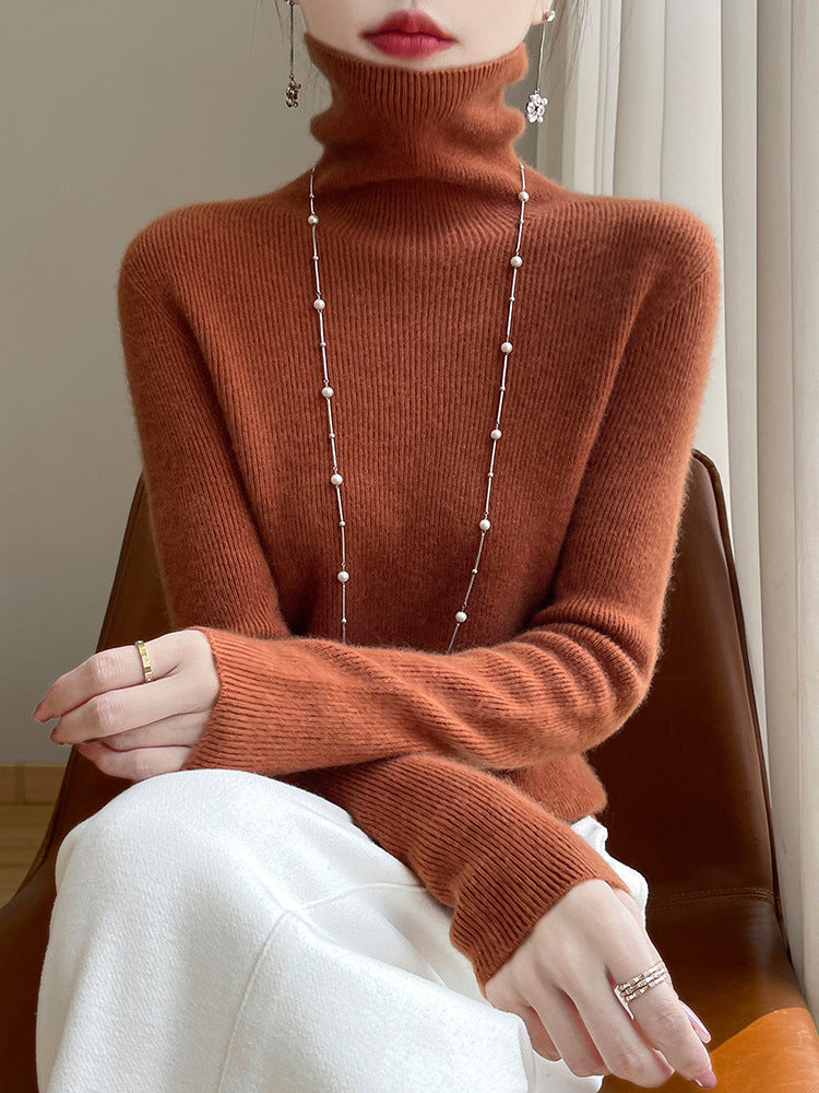 Damen Schmal geschnittener Feinstrick-Rollkragenpullover mit extrafeinem Flauschfinish Echoarchiv
