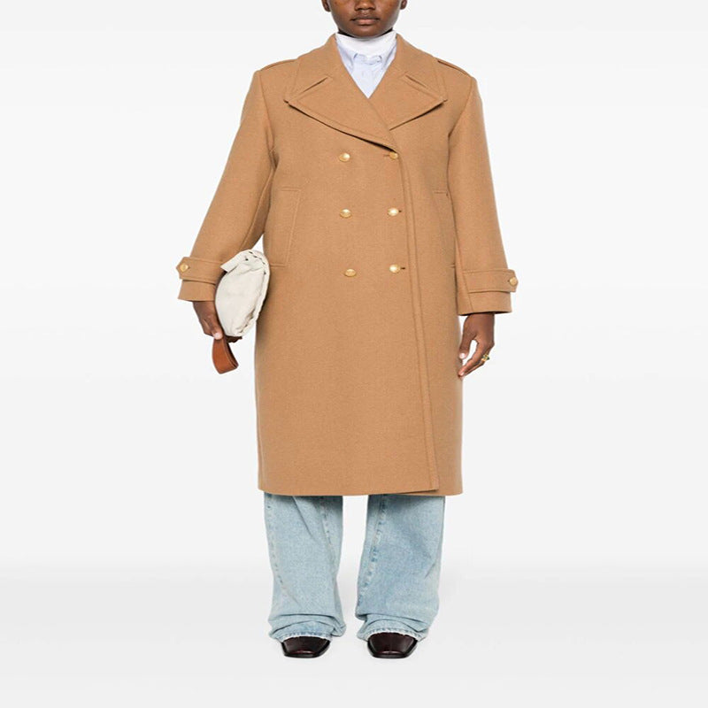Damen Doppelreihiger Oversize-Wollmix-Mantel mit markantem Revers und verstellbaren Manschetten Echoarchiv