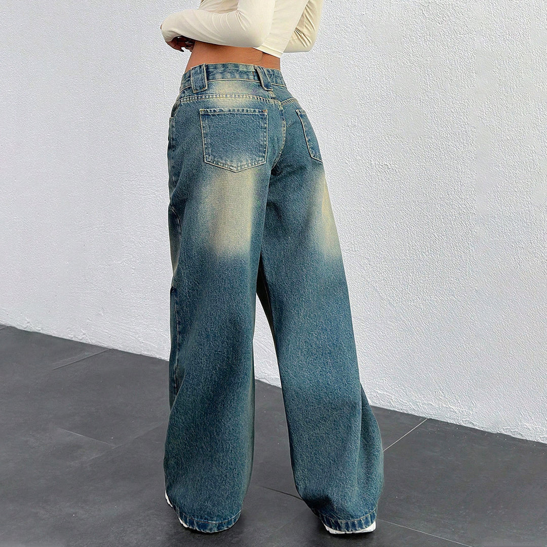 Damen Baggy-Jeans mit weitem Bein und Vintage-Waschung Echo Archiv
