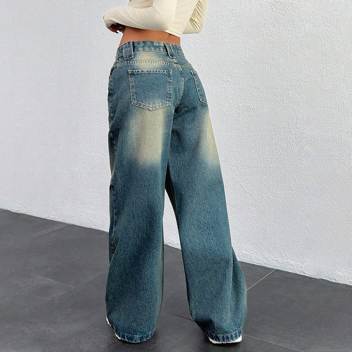 Damen Baggy-Jeans mit weitem Bein und Vintage-Waschung Echo Archiv