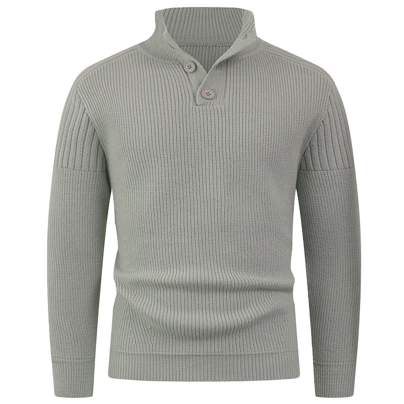 Herren Strickpullover mit hohem Kragen und Knopfdetails Echoarchiv
