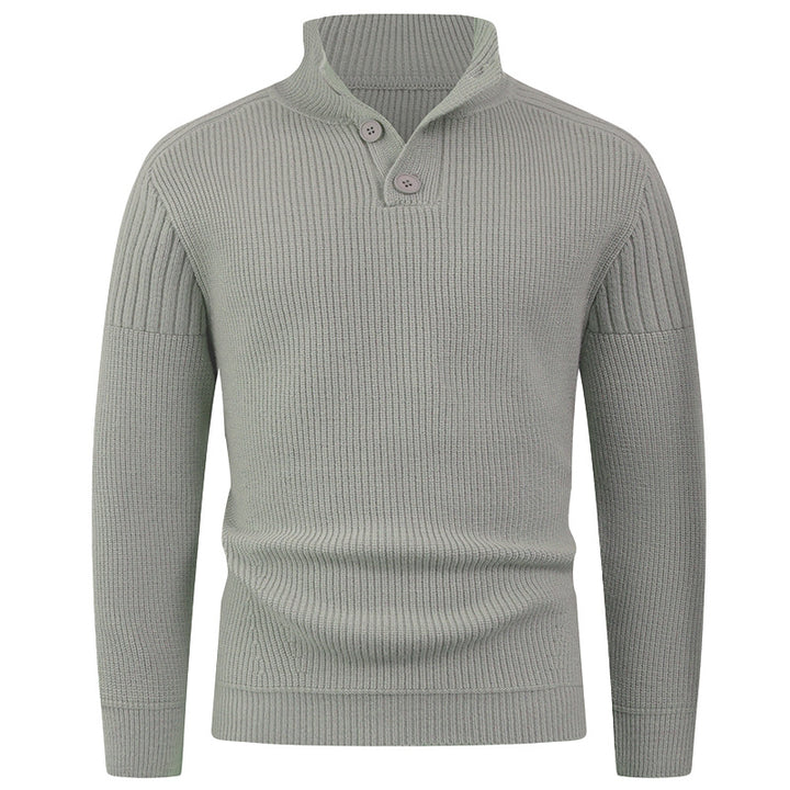 Herren Strickpullover mit hohem Kragen und Knopfdetails Echoarchiv