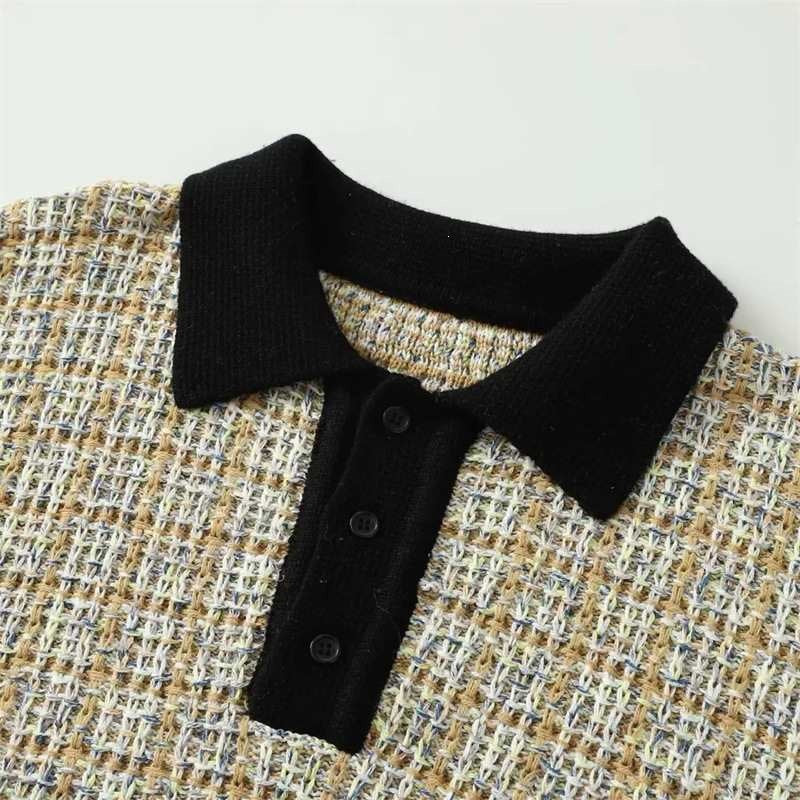 Damen Bouclé-Polo-Strickpullover mit Tweed-Effekt Echo Archiv