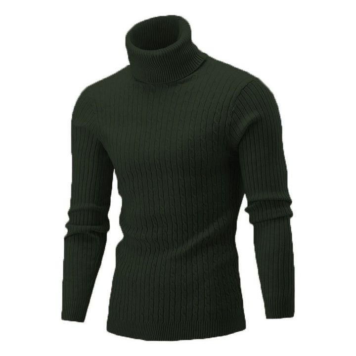 Herren Hochwertiger Rollkragenpullover mit strukturiertem Zopfmuster Echoarchiv