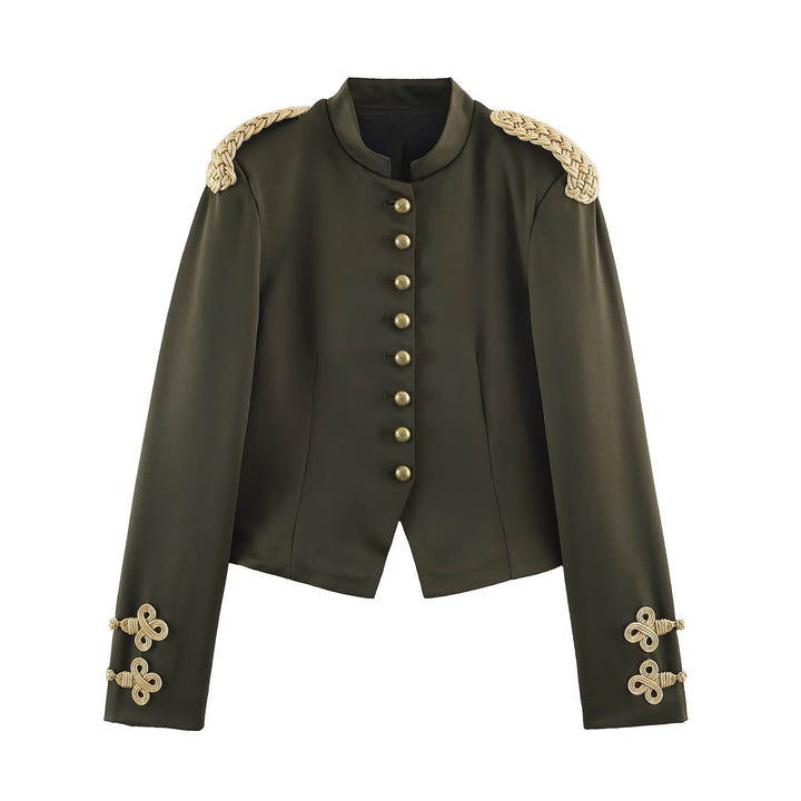 Damen Kurzer Militärblazer mit geflochtenen Epauletten und Zierknoten-Ärmeln Echo Archiv