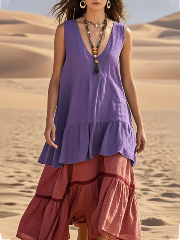 Damen lässiges Maxikleid mit voluminösem Saum Echo Archiv