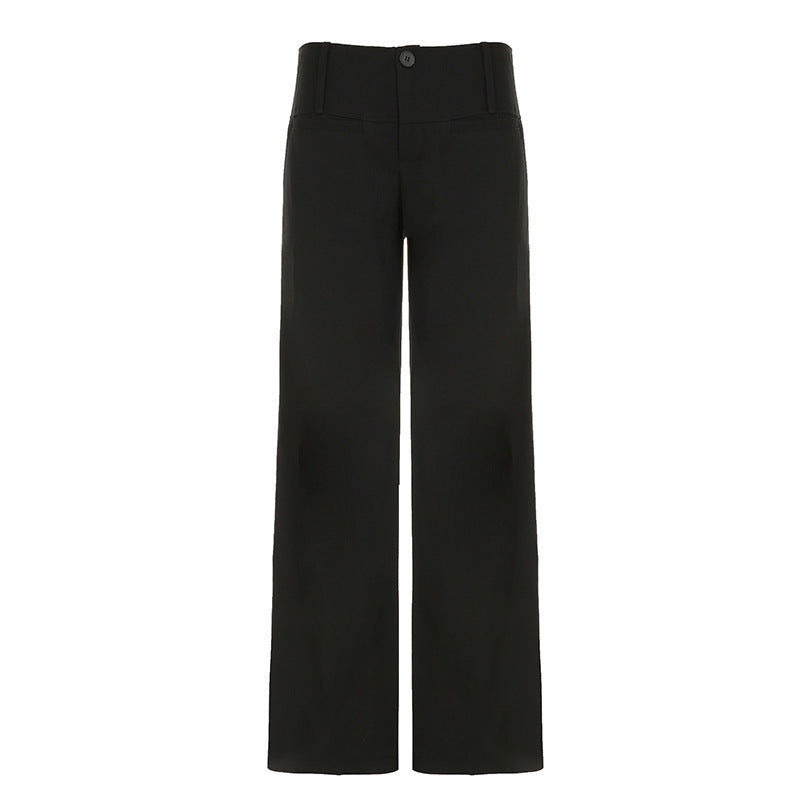 Damen Hochtaillierte Palazzo-Hose mit breitem Komfortbund, Frontknopf und weitem Bein – Avélisse