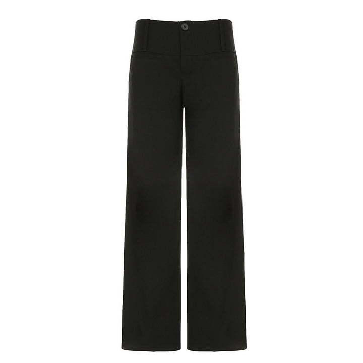 Damen Hochtaillierte Palazzo-Hose mit breitem Komfortbund, Frontknopf und weitem Bein – Avélisse