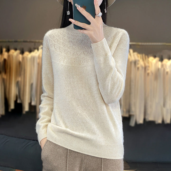 Damen Kuscheliger Mohair‑Optik Pullover mit Zierstruktur am Oberteil und Stehkragen Echoarchiv