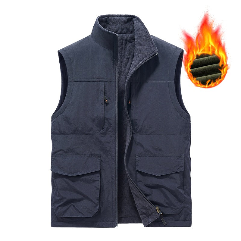 Herren Utility‑Weste mit Multi‑Taschen, Stehkragen & atmungsaktivem Mesh‑Futter Echoarchiv