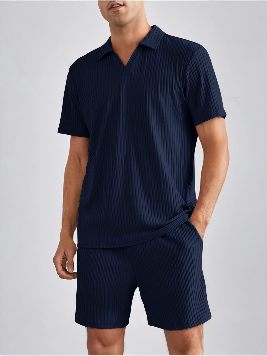 Herren Freizeit-Set mit strukturiertem Oberteil und Shorts Echoarchiv