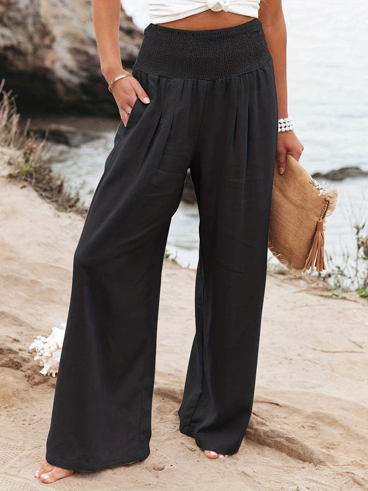 Damen weite Leinenhose mit elastischem Bund Echoarchiv