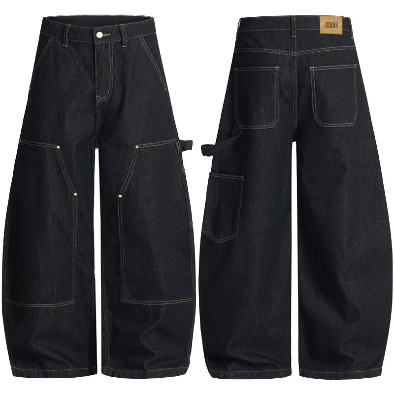 Herren Weit geschnittene Carpenter‑Denim‑Palazzohose mit markanten Nahtpaneelen Echo Archiv