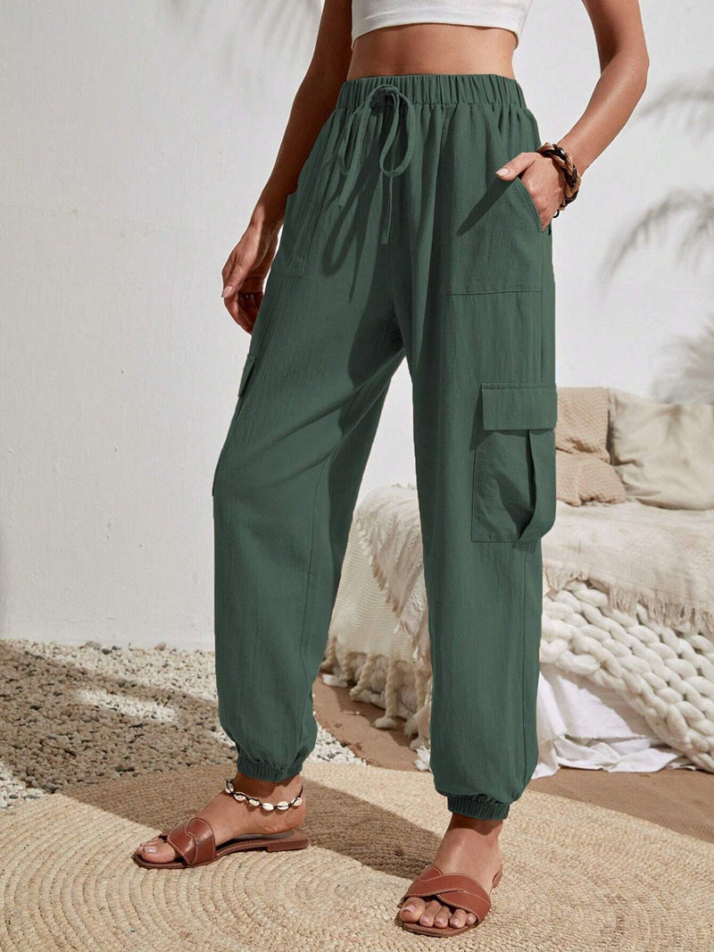 Damen Cargo-Jogginghose mit elastischem Bund, Kordelzug und aufgesetzten Taschen Echo Archiv