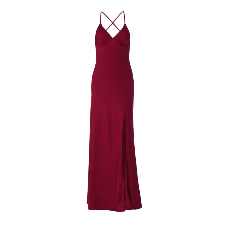 Damen Maxikleid mit raffinierten Spaghettiträgern und hohem Schlitz Echo Archiv