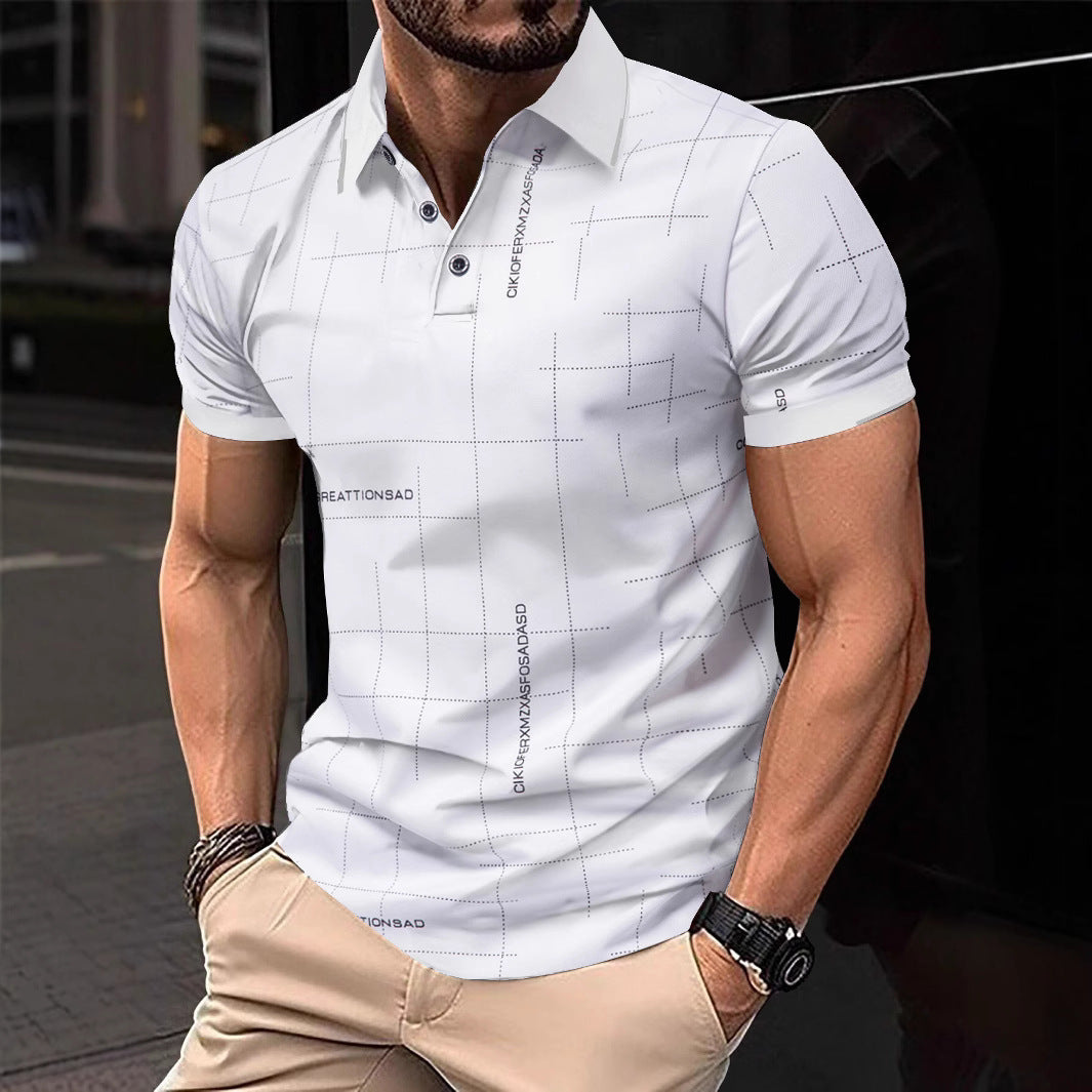 Herren Poloshirt mit modernem grafischen Druck und atmungsaktiven Eigenschaften Echoarchiv