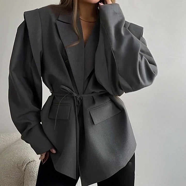 Damen nan taillierter Blazer mit Bindegürtel und Oversize-Ärmeln Echo Archiv