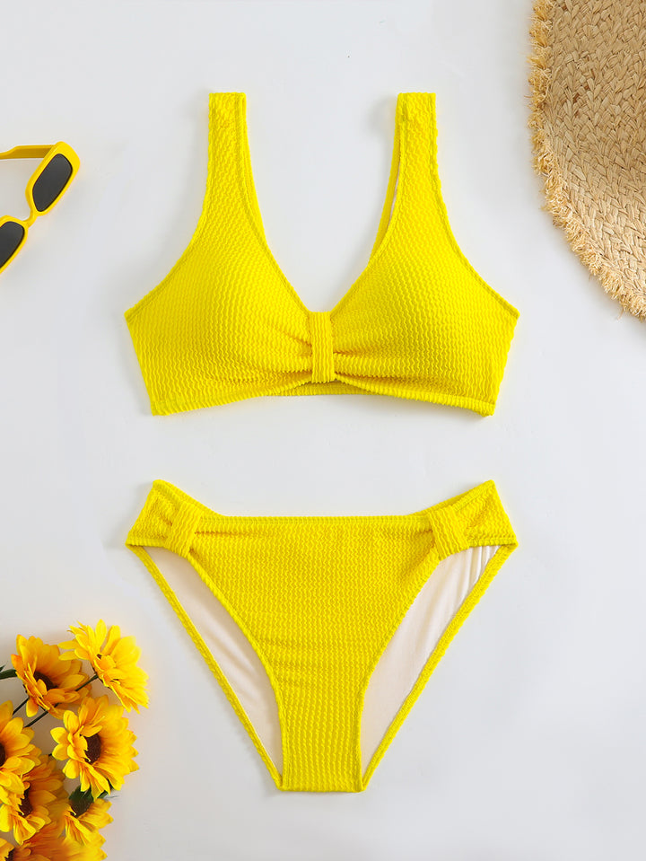 Damen strukturierter Bikini mit versetztem Band Echo Archiv