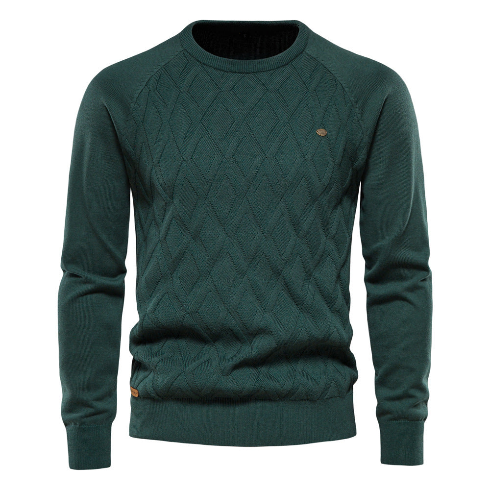 Herren Strickpullover mit strukturierter Rautenmuster-Optik und modischem Rundhalsausschnitt Echoarchiv