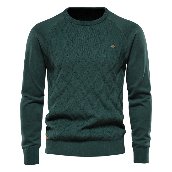 Herren Strickpullover mit strukturierter Rautenmuster-Optik und modischem Rundhalsausschnitt Echoarchiv