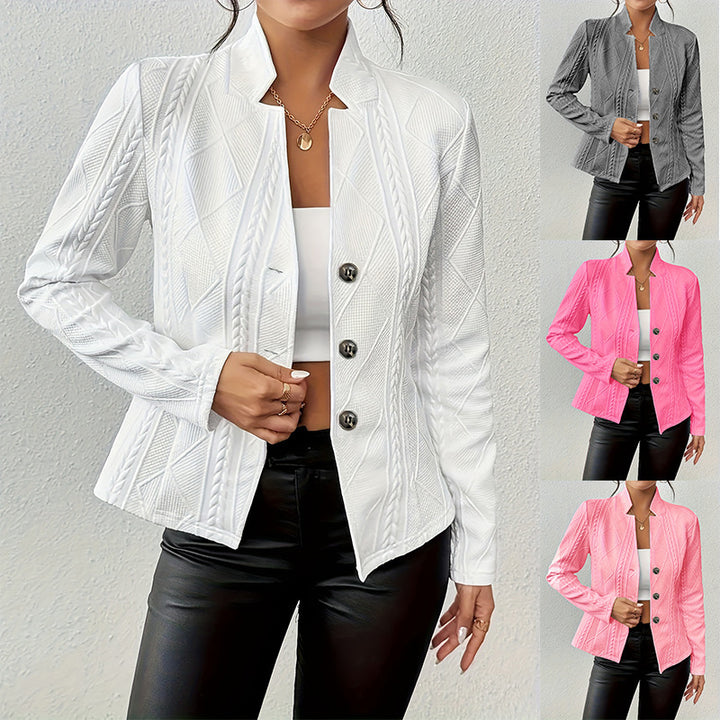 Damen nan taillierter strukturierter Blazer mit Stehkragen und Zopfapplikation Echo Archiv
