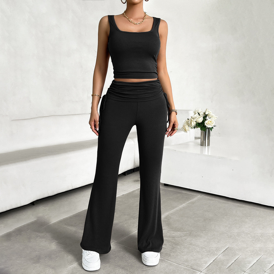 Damen funktionale Kombination aus ärmellosem Top und fließenden Hose Echo Archiv
