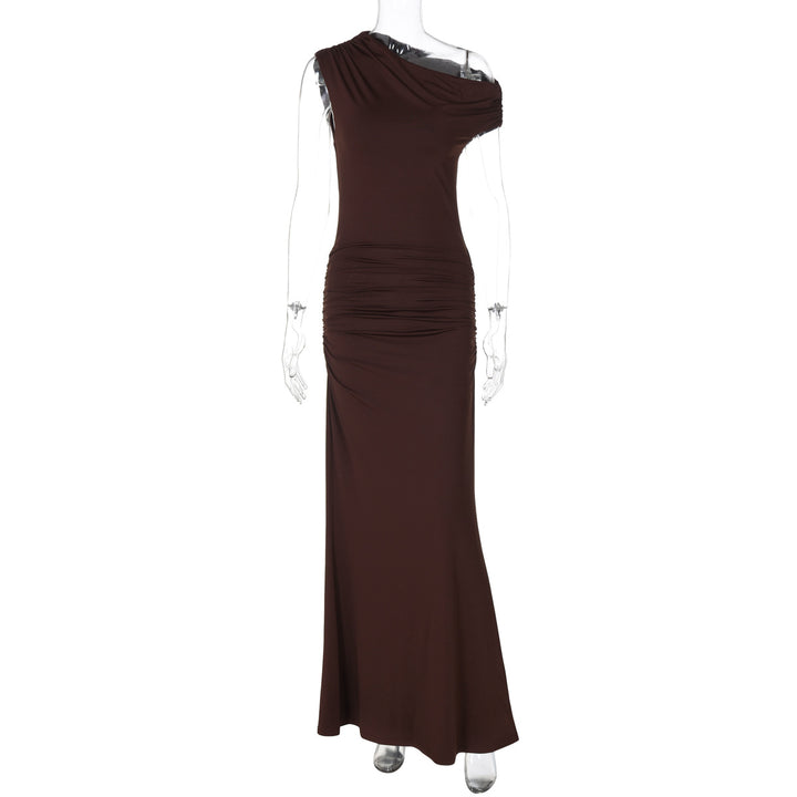 Damen Elegantes Wickel-Maxikleid mit asymmetrischer Schulterpartie Echo Archiv