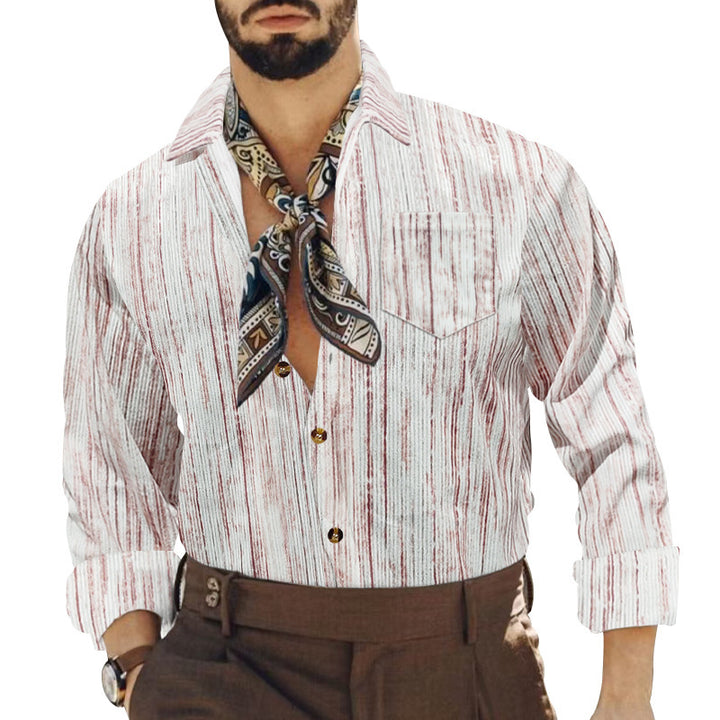 Herren elegantes gestreiftes Hemd mit modischem Kragen und Brusttasche Echoarchiv
