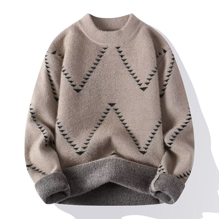 Damen Gemütlicher Strickpullover mit modernem Wellenmuster Echoarchiv