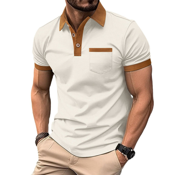 Herren Polohemd mit modernem Farbkontrast und praktischer Brusttasche Echoarchiv