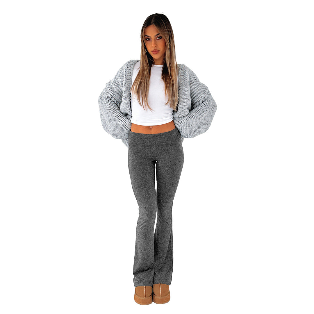 Damen Hochbund Yoga-Hose mit Wickelbund, ausgestelltem Bein und Stretchqualität – Avélisse