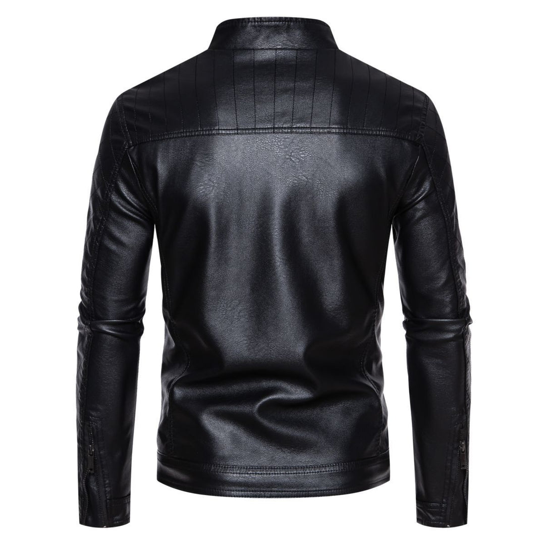 Herren hochwertige Kunstlederjacke mit gesteppter Schulterpartie Echoarchiv