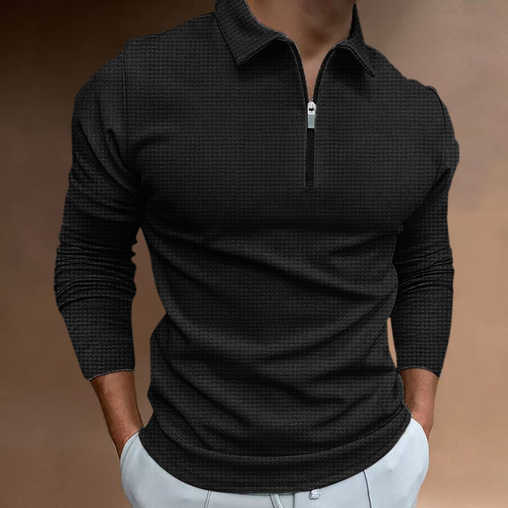Herren sportliches Langarm-Polohemd mit Reißverschluss Echoarchiv