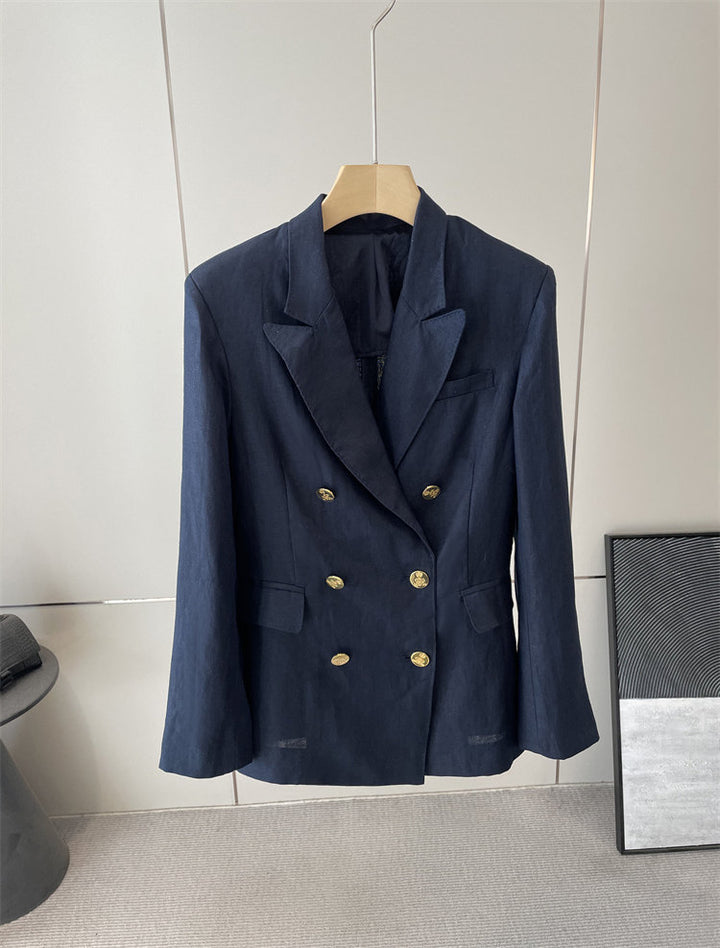 Damen Eleganter Doppelreiher Blazer mit Schmuckknöpfen Echoarchiv