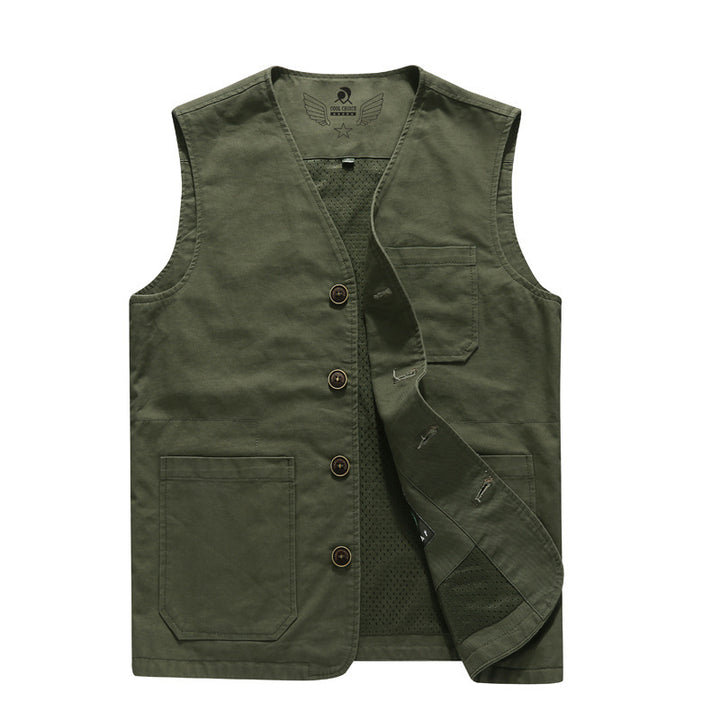 Herren Canvas-Utilityweste mit Netzfutter und Mehrfachtaschen – Marzano