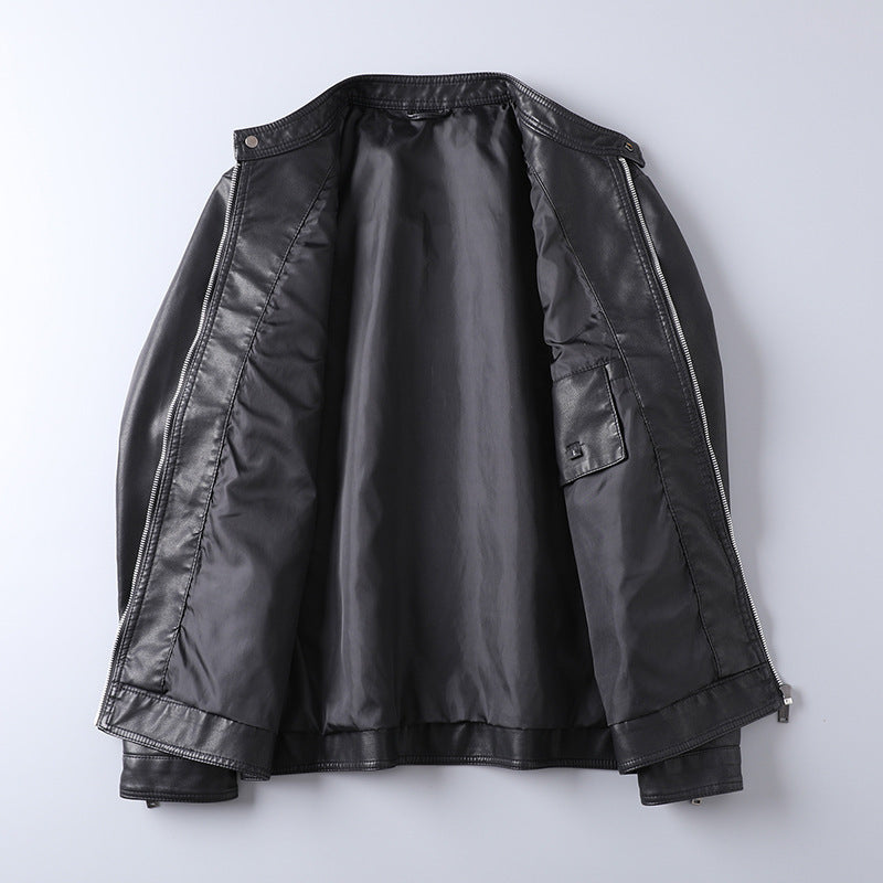 Herren Stilvolle Kunstlederjacke mit hohem Kragen Echo Archiv