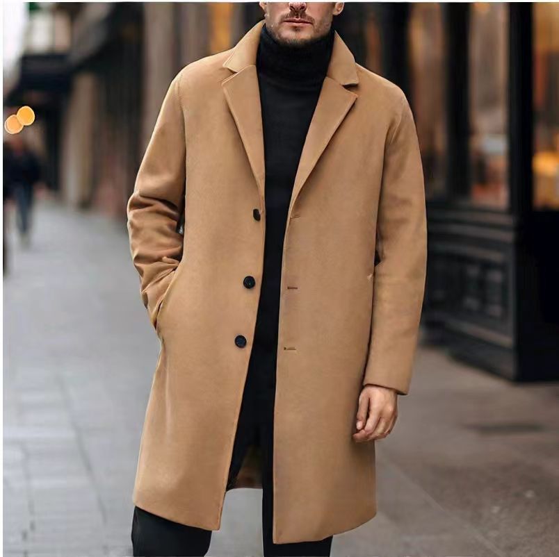 Herren nan eleganter Wollmixmantel mit Reverskragen und geradem Schnitt Echo Archiv