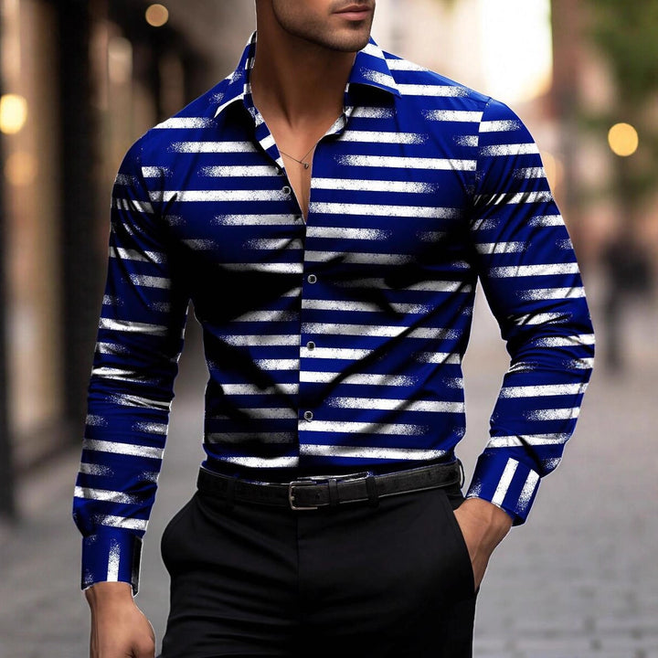 Herren elegantes Langarmhemd mit modernem Streifen-Design Echoarchiv