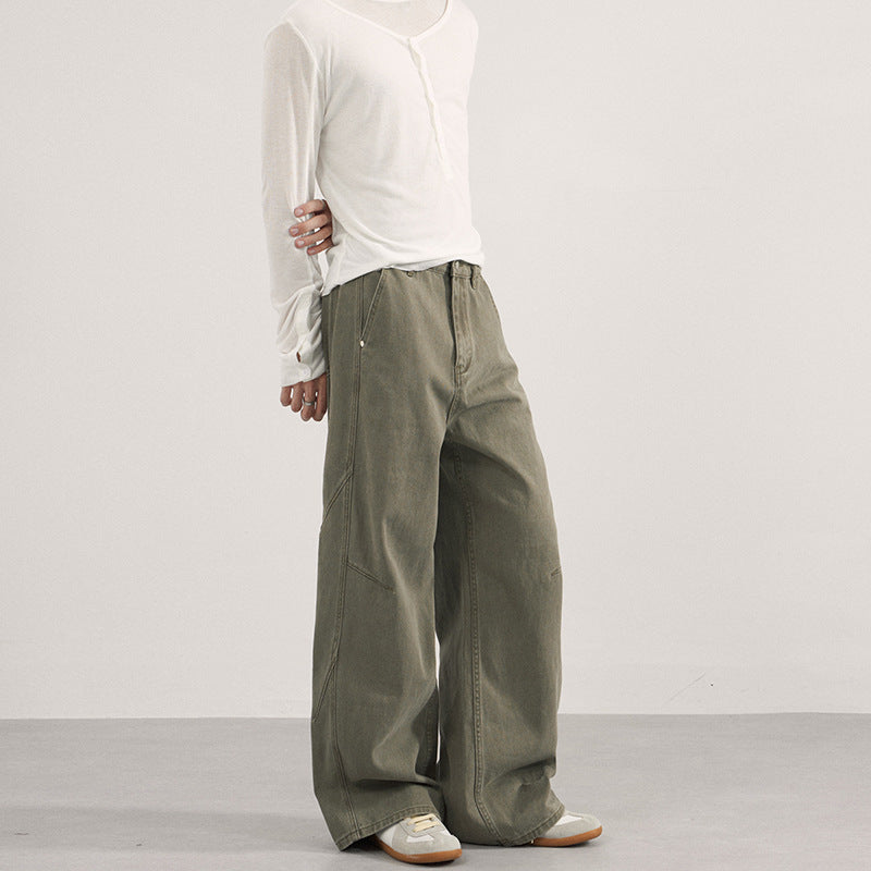 Damen Extraweite Twill‑Palazzohose mit tiefem Schritt und dekorativen Nahtpaneelen Echo Archiv