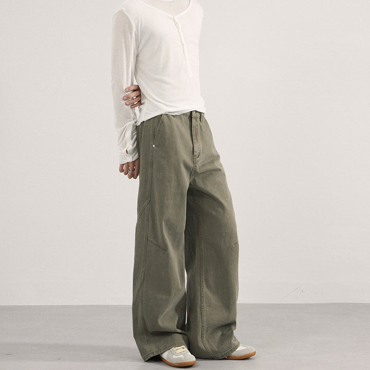 Damen Extraweite Twill‑Palazzohose mit tiefem Schritt und dekorativen Nahtpaneelen Echo Archiv
