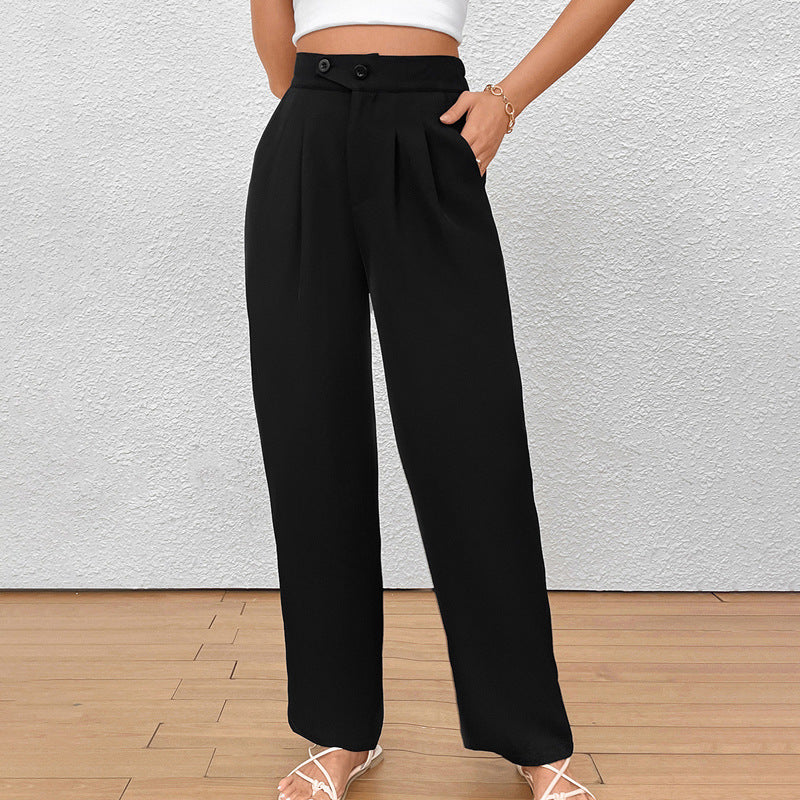 Damen Elegante Stoffhose mit hoher Taille und seitlichen Taschen Echo Archiv