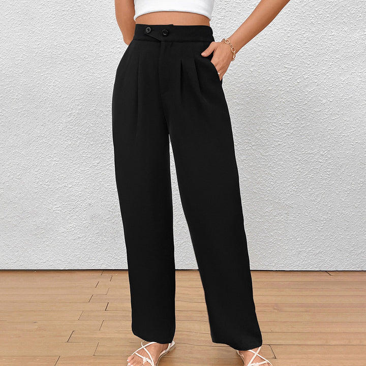 Damen Elegante Stoffhose mit hoher Taille und seitlichen Taschen Echo Archiv