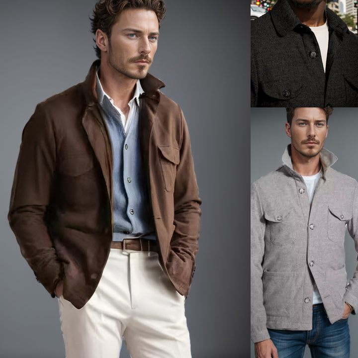 Herren praktische Jacke im schicken Utility-Stil mit hohen Kragen Echoarchiv