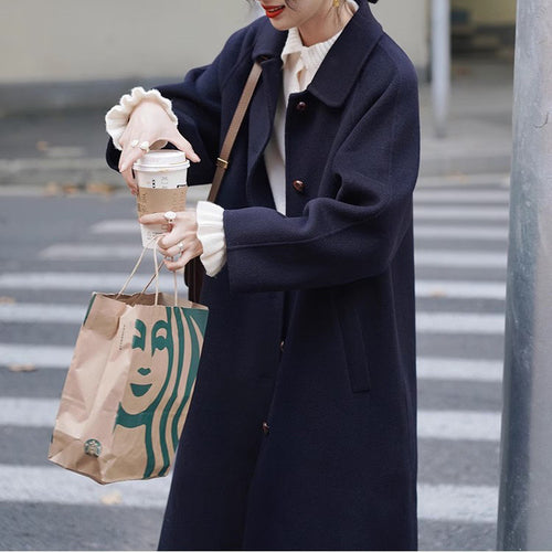 Damen Modische Oversize Wolljacke Echoarchiv