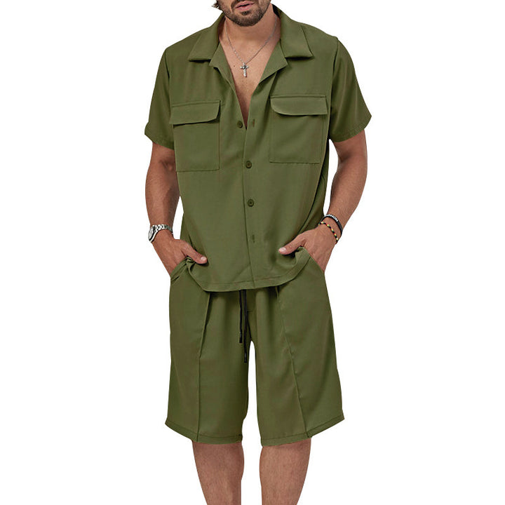 Herren lässiges Kurzarmhemd und Bermuda-Shorts Set Echoarchiv
