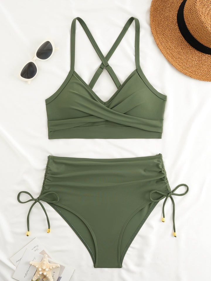 Damen Hochtailliertes Bikini-Set mit Wickeloberteil Echo Archiv